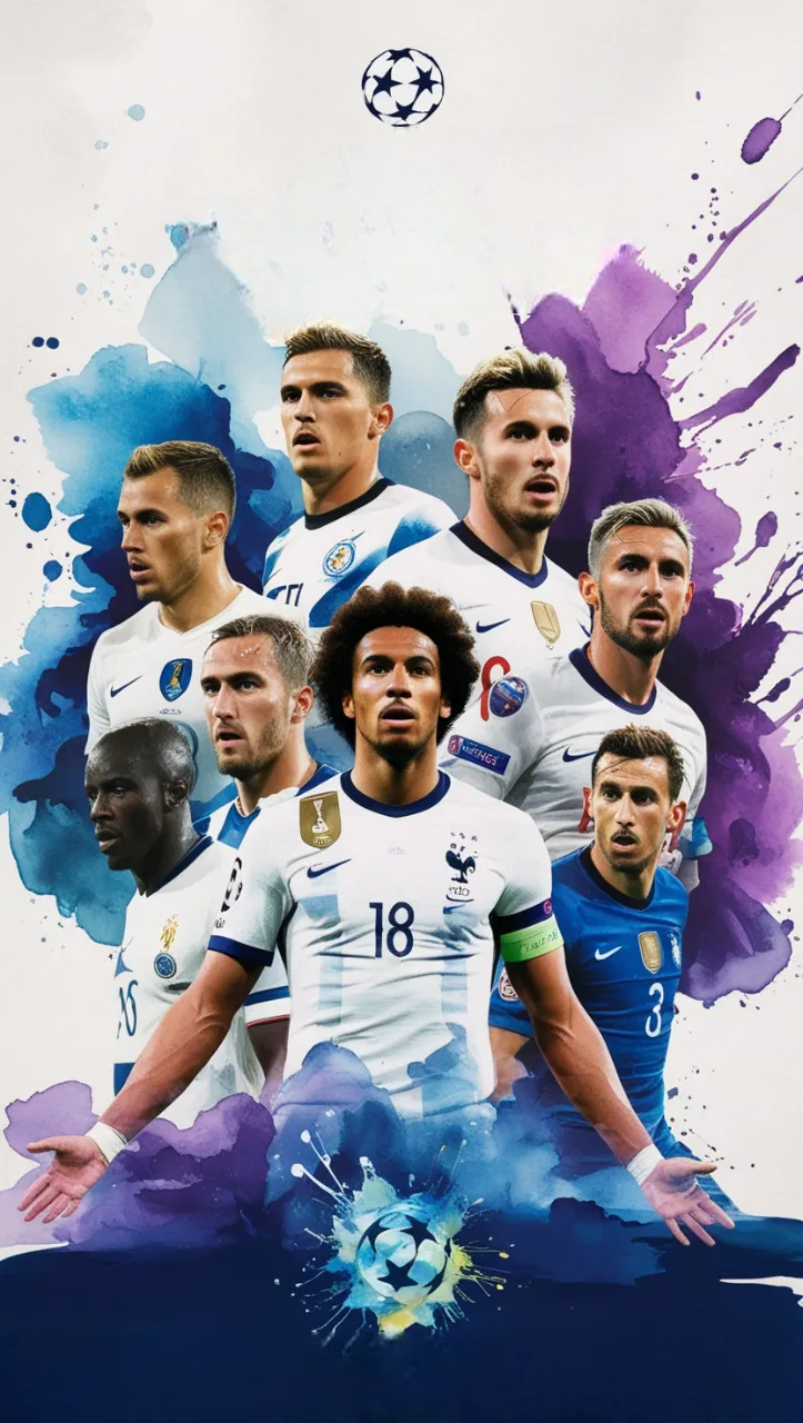 Groep van internationale voetballers in Champions League stijl - IPTV Nederland